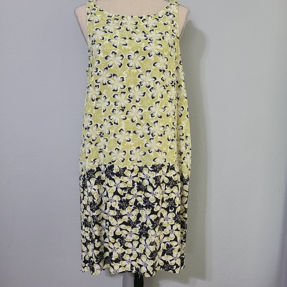 J Jill Womens Dress Green Snap Pea Floral Rayon Tank A-Line Beach Casual‎ - Picture 1 of 6